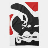 Offset kamer: Abstract zwart, wit & rood Theedoek (Verticaal)