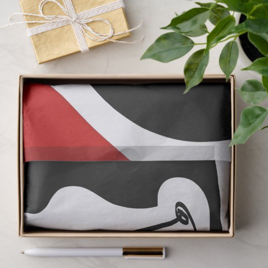 Offset kamer: Abstract zwart, wit & rood Tissuepapier (Geschenk)