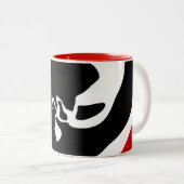 Offset kamer: Abstract zwart, wit & rood Tweekleurige Koffiemok (Voorkant rechts)