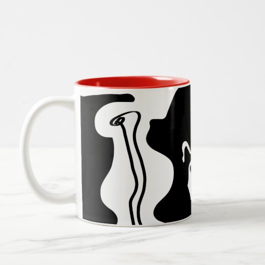 Offset kamer: Abstract zwart, wit & rood Tweekleurige Koffiemok (Links)