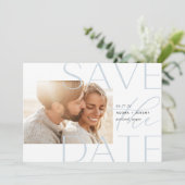 Offset overlay | Moderne horizontale foto Save The Date (Staand voorkant)