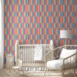 Offset regenboogstrepen behang