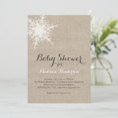 Offset Rustic Snowflake Baby shower Kaart (Staand voorkant)