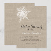 Offset Rustic Snowflake Baby shower Kaart (Voorkant / Achterkant)