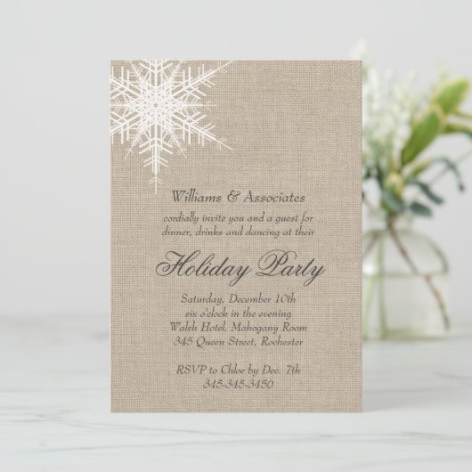 Offset Rustic Snowflake Corporate Holiday nodigt u Kaart (Staand voorkant)