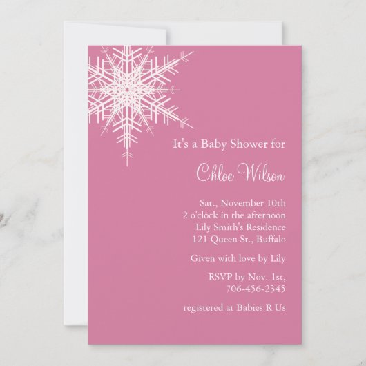 Offset sneeuwroze Baby shower uitnodigen Kaart (Voorkant)