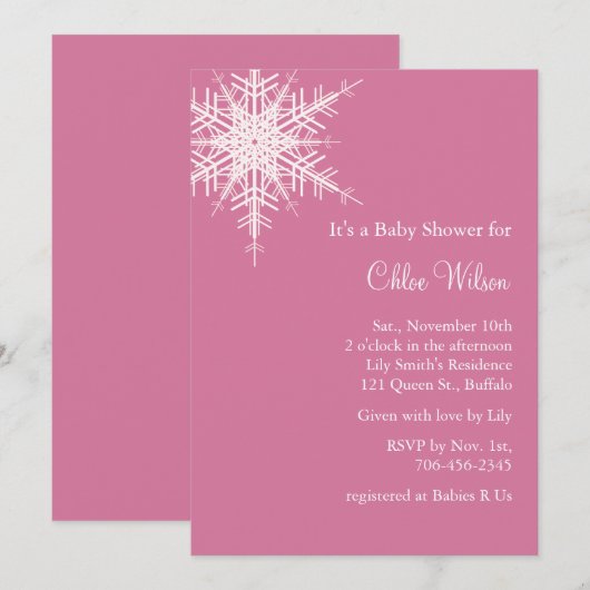 Offset sneeuwroze Baby shower uitnodigen Kaart (Voorkant / Achterkant)