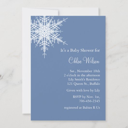 Offset Snowy Blue Baby shower uitnodigen Kaart (Voorkant)