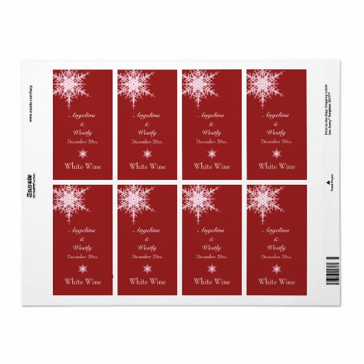 Offset Snowy Red Weddenschap Wine Label (Full Sheet)