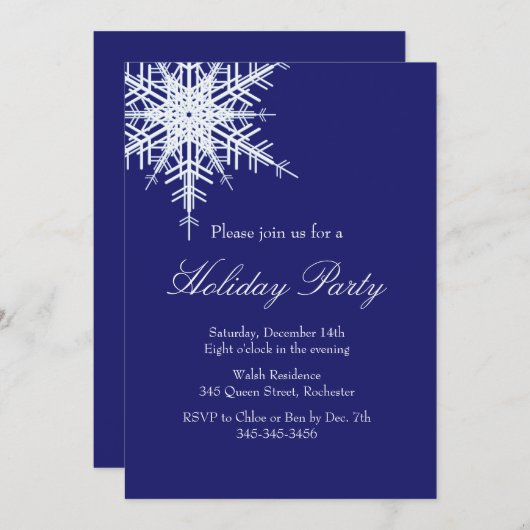 Offset Snowy Snowflake Holiday Uitnodiging (Voorkant / Achterkant)