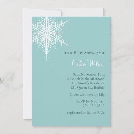 Offset Snowy Turquoise Baby shower Uitnodigen Kaart (Voorkant)