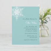 Offset Snowy Turquoise Baby shower Uitnodigen Kaart (Staand voorkant)