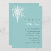 Offset Snowy Turquoise Baby shower Uitnodigen Kaart (Voorkant / Achterkant)