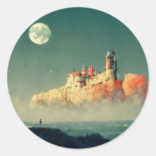 Offshore Citadel Fantasy Sci-Fi Ronde Sticker