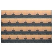 Offshore Olie Gas Rig Night Print Stof 9"Vierkant (Yard (91,4 cm))