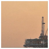 Offshore Olie Gas Rig Night Print Stof 9"Vierkant (Close Up)