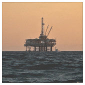 Offshore Olie Gas Rig Night Print Stof 9"Vierkant (Swatch)