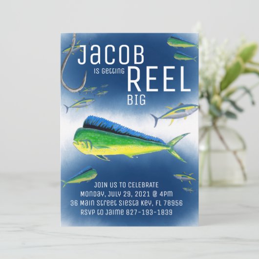 Offshore visverjaardagsuitnodiging kaart (Staand voorkant)