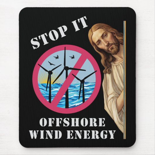 Offshore windenergie Stop het Jezus Muismat (Voorkant)
