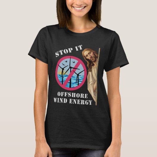 Offshore windenergie Stop het Jezus T-shirt (Voorkant)