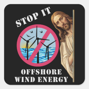 Offshore windenergie Stop het Jezus Vierkante Sticker