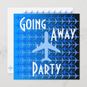 Offway Party Invitation Card Plane Blue Kaart (Voorkant / Achterkant)