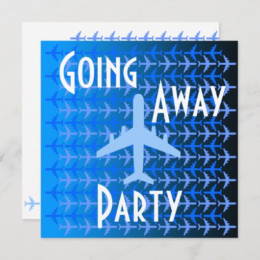 Offway Party Invitation Card Plane Blue Kaart (Voorkant / Achterkant)