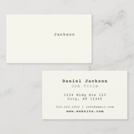 Offwhite Minimal lettertype schrijfmachine Visitekaartje (Voorkant / Achterkant)