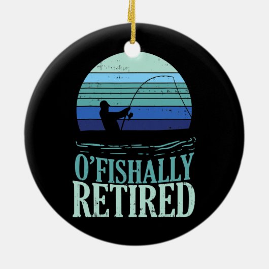 Ofish Remoe Vist Retro Retirement Dad Keramisch Ornament (Achterkant)