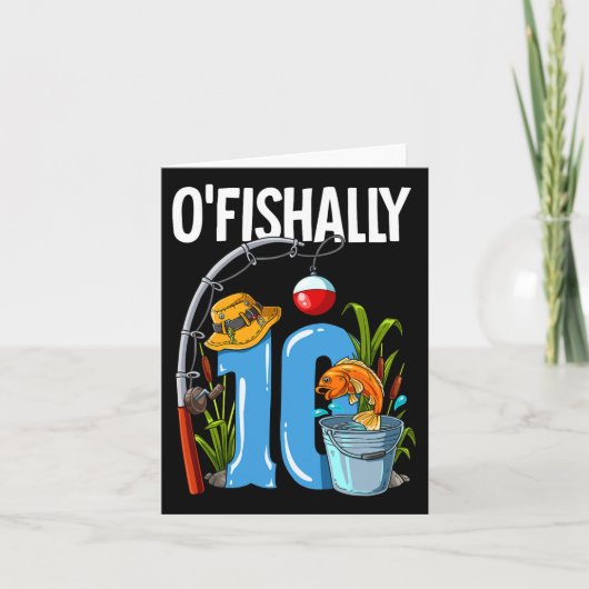 O'fishally 10 jaar oud 10e verjaardag Gevist Kaart (Voorkant)