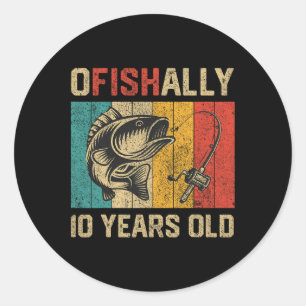 Ofishally 10 Jaar Oud Grappige Visserij Verjaardag Ronde Sticker