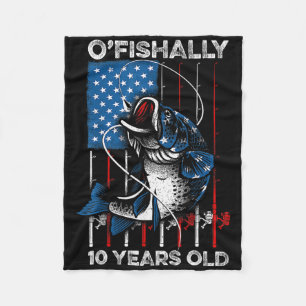 Ofishally 10 jaar oud shirt 10e verjaardag vissen fleece deken