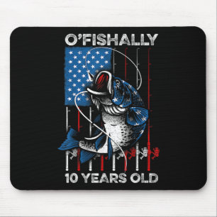 Ofishally 10 jaar oud shirt 10e verjaardag vissen muismat