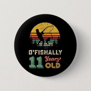 Ofishally 11 jaar oud vissen 11e verjaardagsfeestj ronde button 5,7 cm