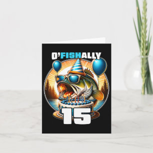 O'fishally 15 jaar oud Vist verjaardag 15e Bday Kaart