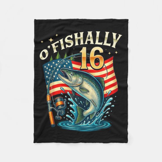O'fishally 16 Years Old Fishing 16th Birthday Boys Fleece Deken (Voorkant)