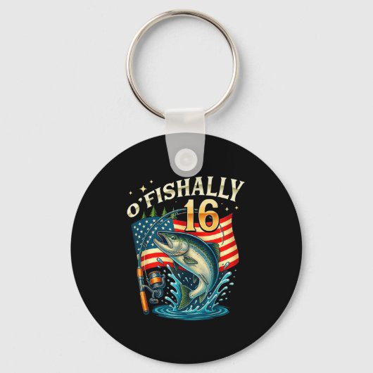 O'fishally 16 Years Old Fishing 16th Birthday Boys Sleutelhanger (Voorkant)
