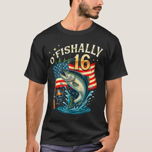 O'fishally 16 Years Old Fishing 16th Birthday Boys T-shirt (Voorkant)