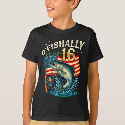 O'fishally 16 Years Old Fishing 16th Birthday Boys T-shirt (Voorkant)