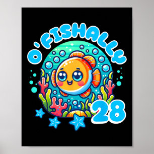 Ofishally 28 Jaar Oud Grappige 28e Verjaardag Viss Poster