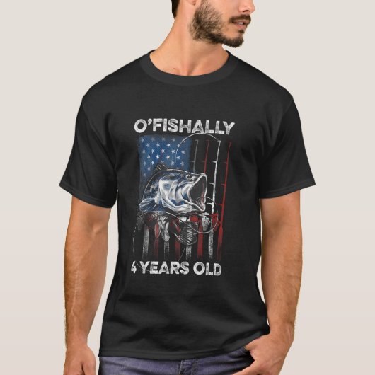 Ofishally 4 Jaar Oude T-shirt 4e Verjaardag Vissen (Voorkant)