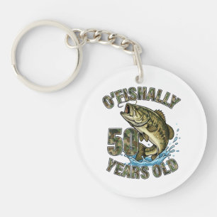 OFishally 50 Jaar Oud Visliefhebber 50ste Verjaard Sleutelhanger