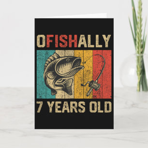 Ofishally 7 jaar oud grappige vissen verjaardag vi kaart