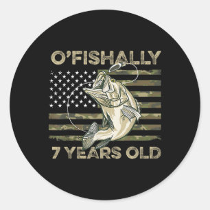 Ofishally 7 jaar oud shirt 7e verjaardag Us vlag F Ronde Sticker