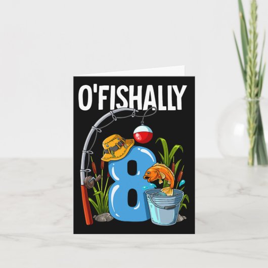 O'fishally 8 jaar oud 8e verjaardag vissen  kaart (Voorkant)
