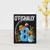 O'fishally 8 jaar oud 8e verjaardag vissen  kaart (Gele Bloem)