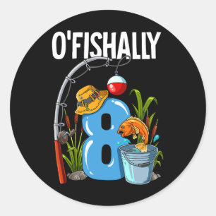 O'fishally 8 jaar oud 8e verjaardag vissen  ronde sticker