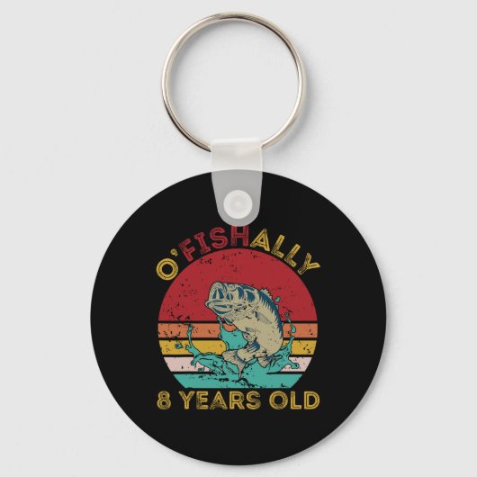 Ofishally 8 Jaar Oud Grappige Visvangst Verjaardag Sleutelhanger (Voorkant)