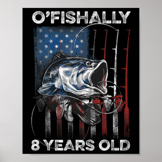 Ofishally 8 Jaar Oud Shirt 8e Verjaardag Vissen On Poster