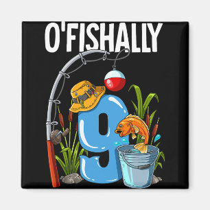 O'fishally 9 jaar oud 9de verjaardag vissen magneet
